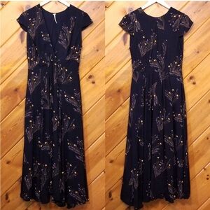 Free People Dress Floral Black Short Sleeve Size 0